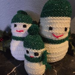 Set Of Crochet Snowmen 