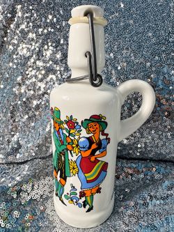 Vintage German Anton Riemerschmid Hochland Enzian Ceramic Bottle – Munich Germany Oktoberfest