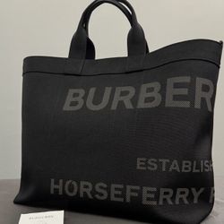 Burberry Logo Tote In Black New! 