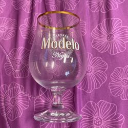 Cerveza Modelo Negra Glass With Gold Rim