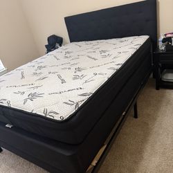 Mattress, Box Spring, Frame + 2 Nightstands