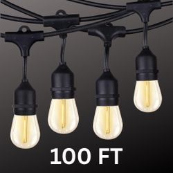 100 FT Heavy-Duty String Lights with 30 Shatterproof LED Bulbs