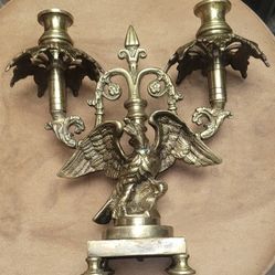 Antique Brass Eagle Candle Holder