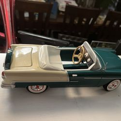 unique rare Vintage 1955 Bel Air chevy with hidden trunk piggy bank, moving steering wheel, pedals car toy
