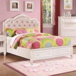 Brand New White Glam Bed with Storage