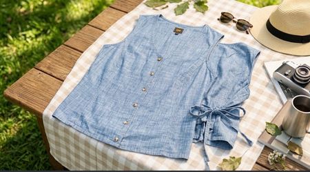 Lee Chambray Sleeveless Button-Front Top