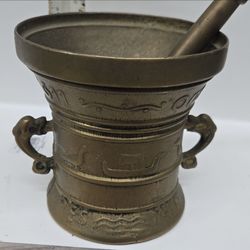 Antique Brass Mortar and Pestle Set