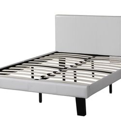 Brand New White Faux Leather Full Platform Bedframe