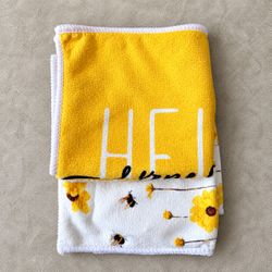 Hello Sunshine Sunflower Bee Kitchen Dish Cloth Towel 10x10 Yellow Floral Decor