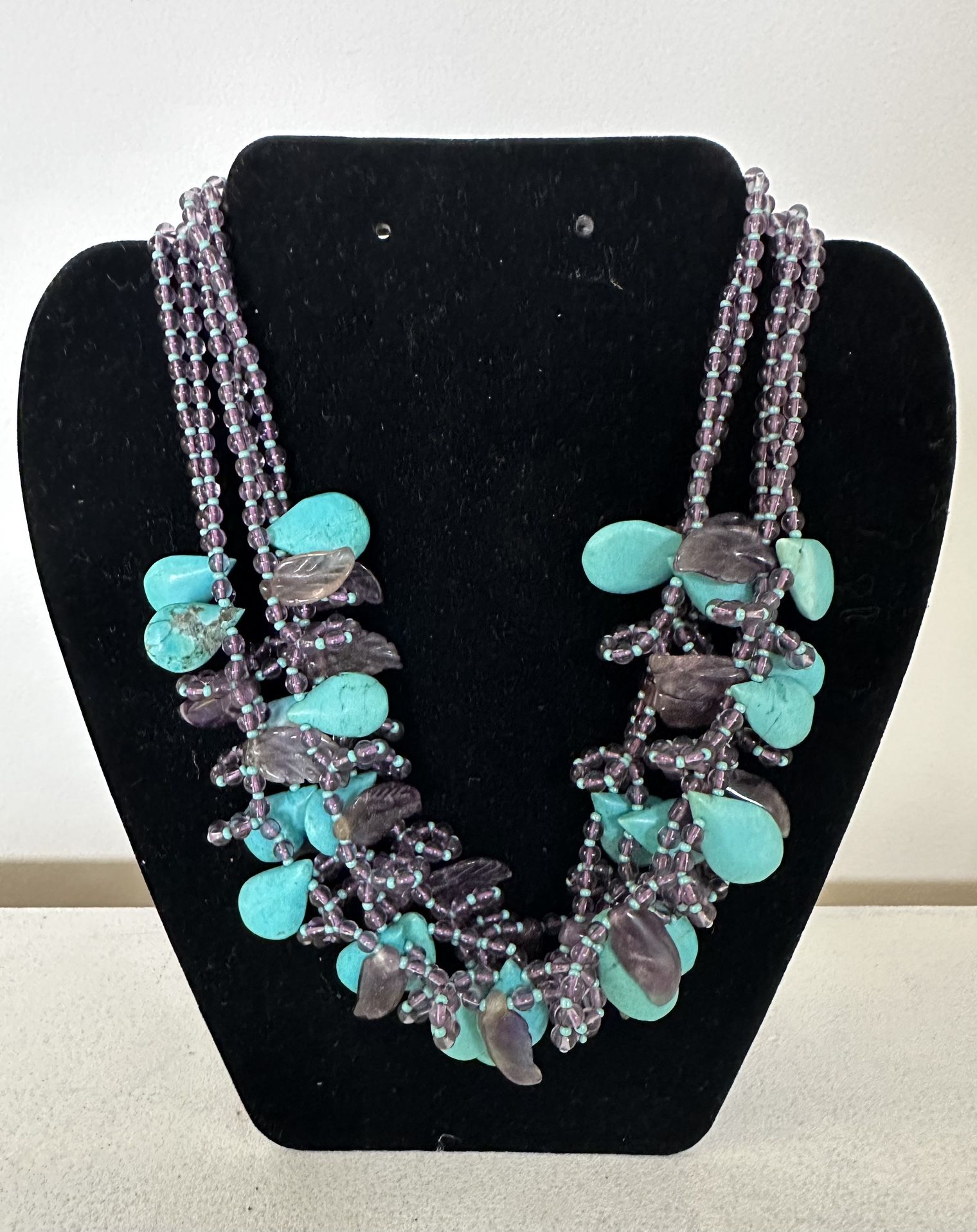 Faux Turquoise & Amethyst Necklace