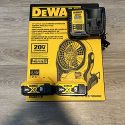 DeWalt Fan, Two Batteries And Charger 