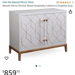 Bassett Mirror Perrine Wood Hospitality Cabinet in Graphite Gray