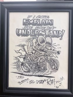 Signed Ed "Big Daddy" Roth "Rat Fink" Framed Poster Print (1994)