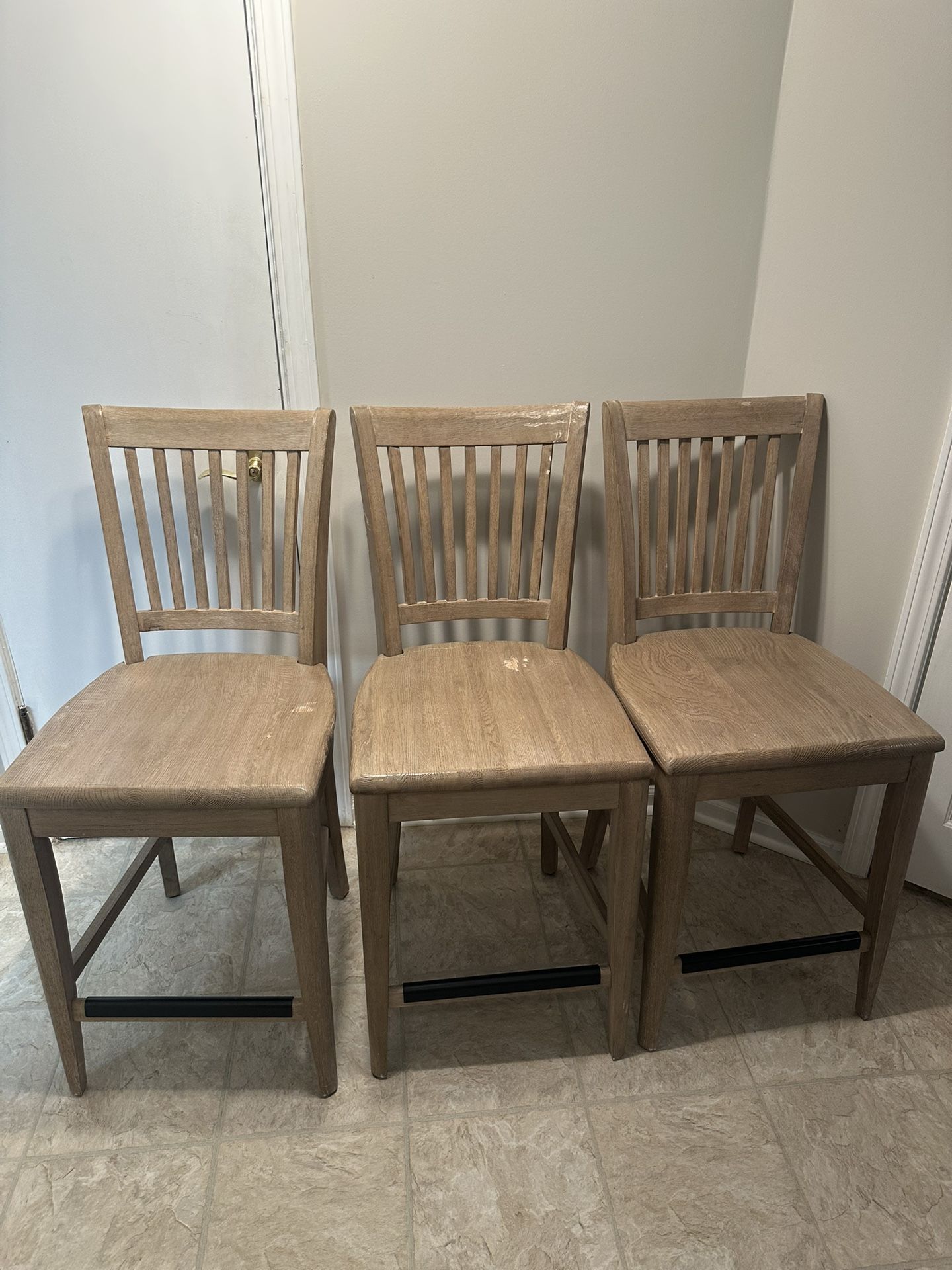 🪑 Set of 3 Kincaid Counter Height Slat Back Chairs – Solid Wood