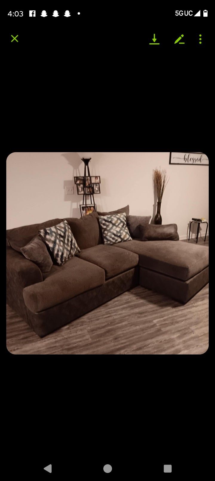 Suede Gray And Leather Couch