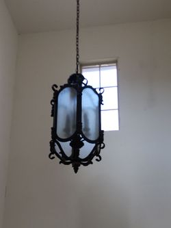 Wrought iron hanging lantern