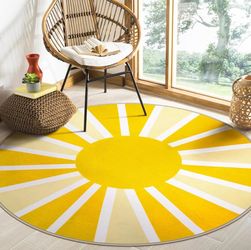 Washable Round Rug - 6Ft Round Area Rug - kids and pets favourite