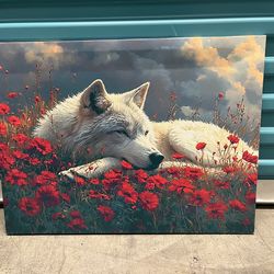Arctic wolf resting.  24” X 18”