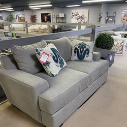 Gray & Silver Chenille Stationary Loveseat