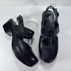 Dansko Black Leather Trista Mary Jane Comfort Shoe Clogs Women Size 10