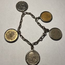 Vintage Sterling Silver Coin Bracelet 