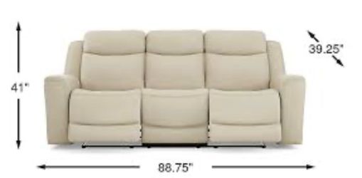 Cassidy Ivory Power Reclining Leather Couch Sofa & Chair with Armless Power Headrest