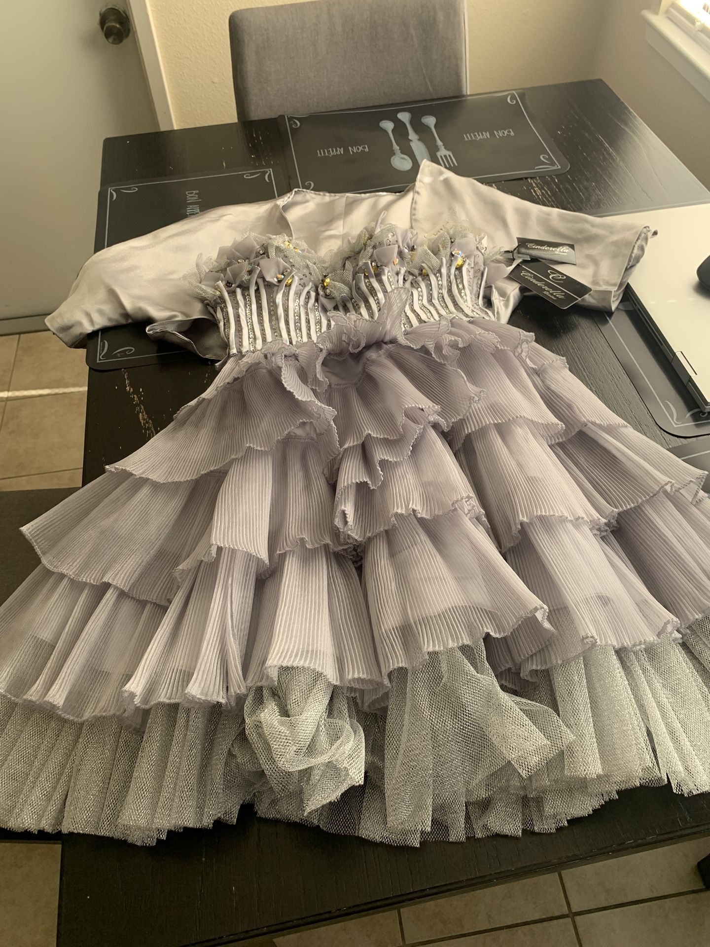 Cinderella Divine #4057, Grey, Size 4 W/ A Cover Up