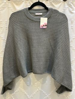 Dainty Hooligan gray, ribbed knit poncho-style sweater