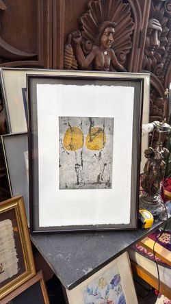 Wood block original, signed, listed artist, abstract design