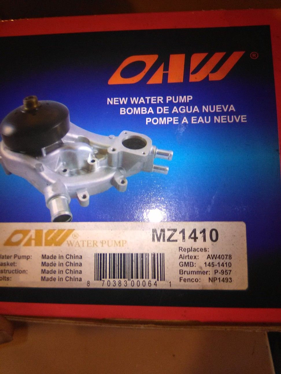 Oaw water pump mz1410