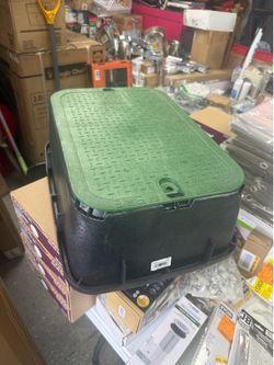 NDS 14 in. X 19 in. Rectangular Valve Box Extension and Cover, Black Extension, Green ICV Cover