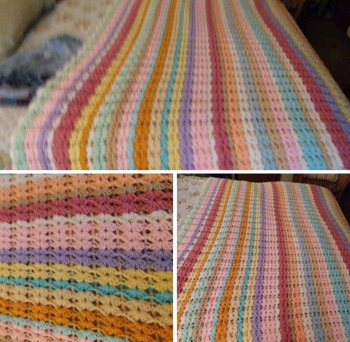 HANDMADE. BLANKET NO PILLING 70" X 53" NEVER USED