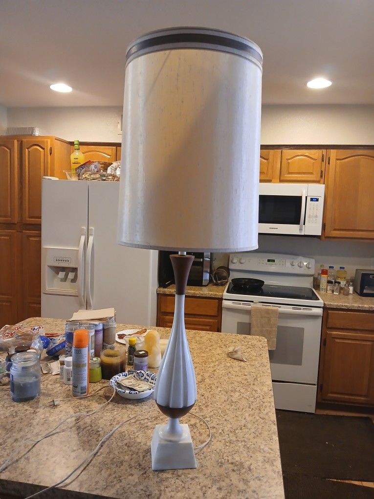 Vintage Mid Century Marble / Wood Lamp