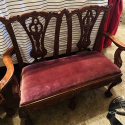 2 Vintage Child Chippendale Double Chairs 