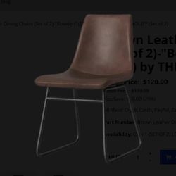 Brown Leather Dining Chairs (Set of 2)-"Bowden" (BRAND NEW) by THRESHOLD™ (Set of 2)