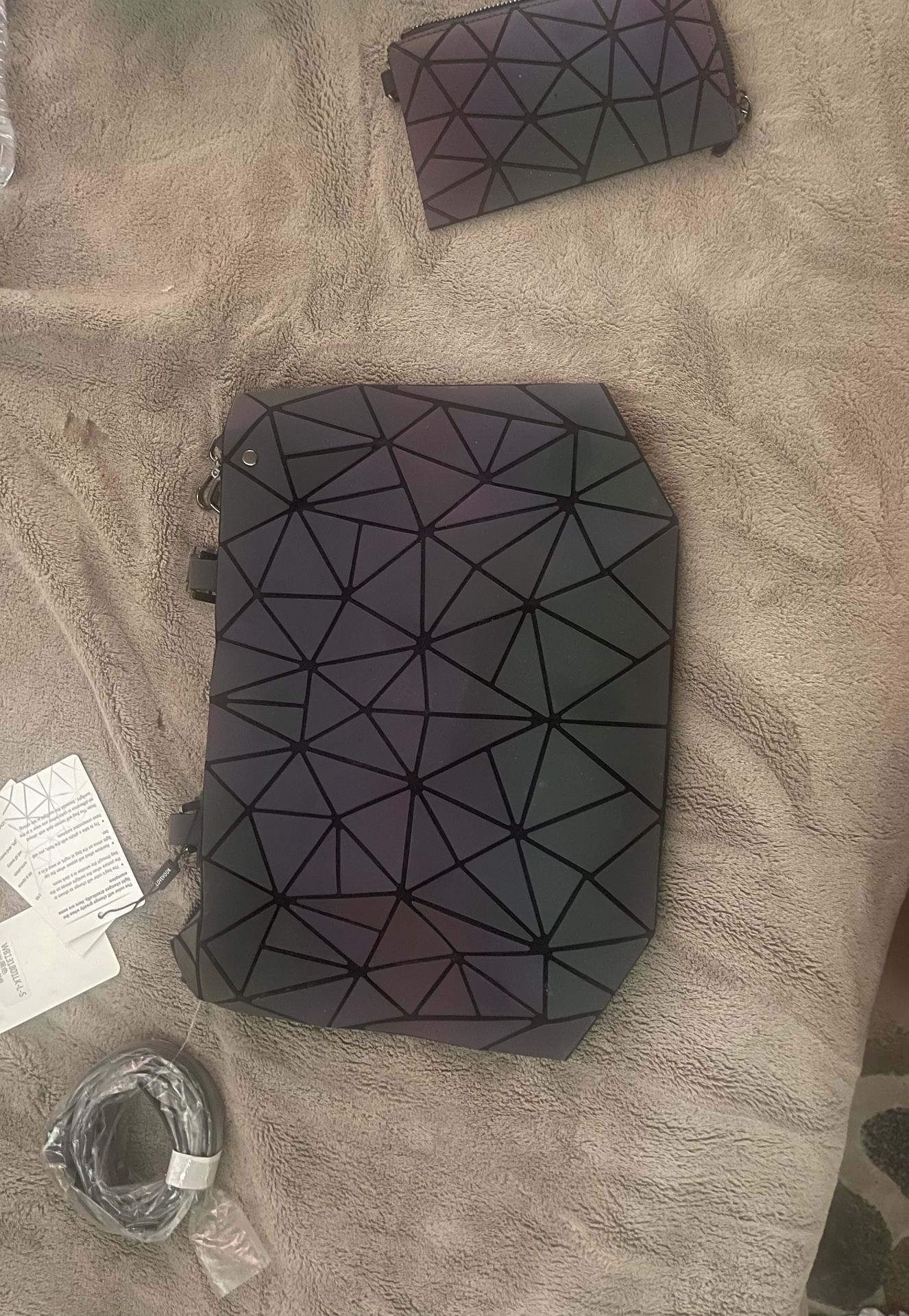 Geometric Luminous Bag + Wallet Set β Color Shifts in Light!