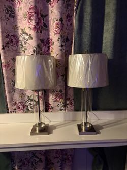 Pair of Modern Table Lamps with White Shades