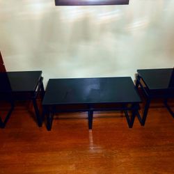 3-Piece Black Coffee & End Table Set
