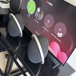 Two onyx speaker and 43 inch tv