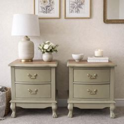 Vintage Solid Wood Nightstands 