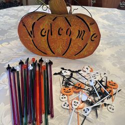 Halloween Drink Stirs, Food Picks And Metal Wall Decor