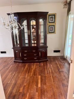 Elegant Solid Wood China Cabinet – Cherry Finish – $995 OBO