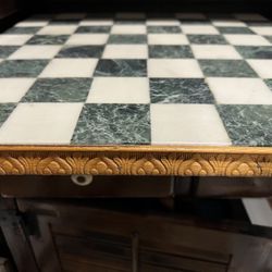 Vintage Marble And Wood Chess Board