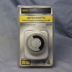 Defiant 24 Hour LED Backlit Plug In Timer for Lamps Holiday Lights and Appliances