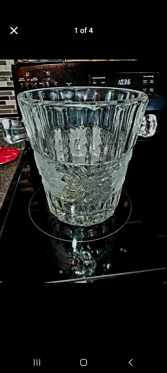 Heavy Lead Cut Crystal Champagne Bucket