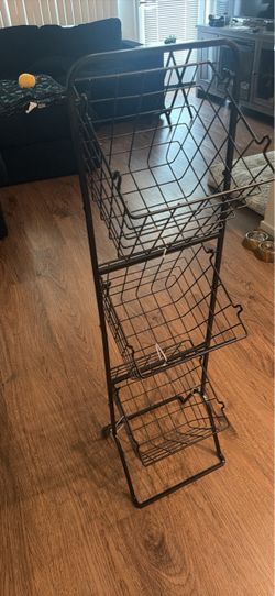3-Tier Metal Wire Storage Basket Stand