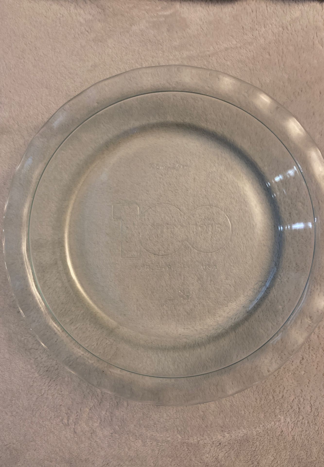 100th Anniversary Pyrex 9.5” Clear 2” Deep Dish