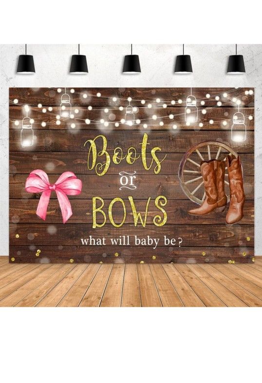 Boots Or Bows Gender Reveal Backdrop
