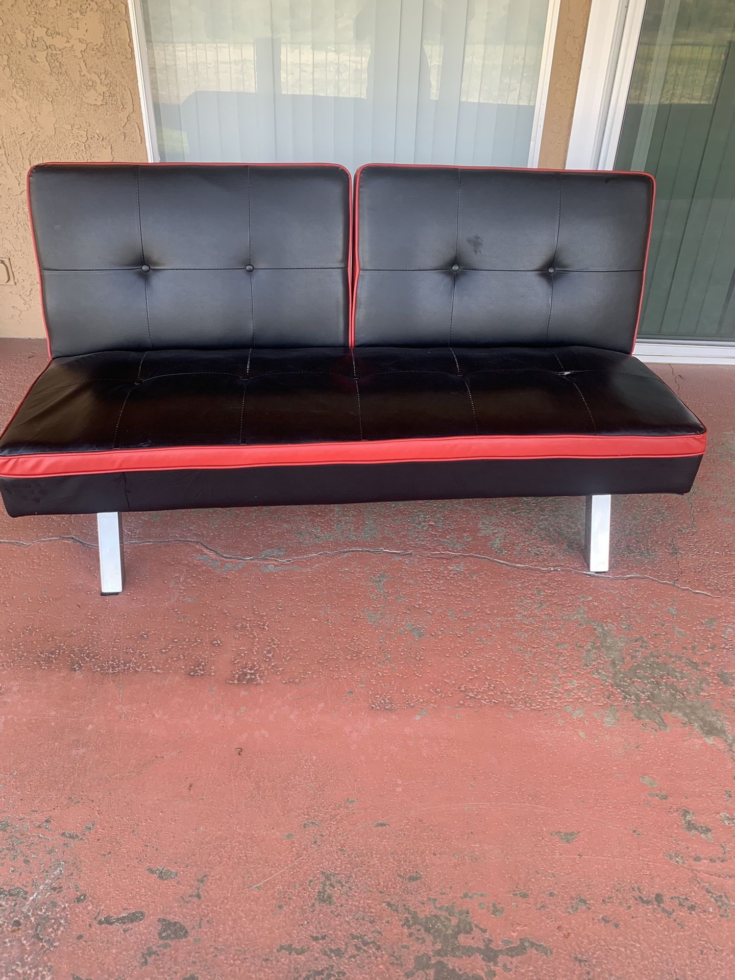 2 Black Leather futons Sofa Bed With Blue Tooth