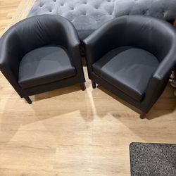 IKEA Black Faux Leather Tub Chairs – 2 pcs